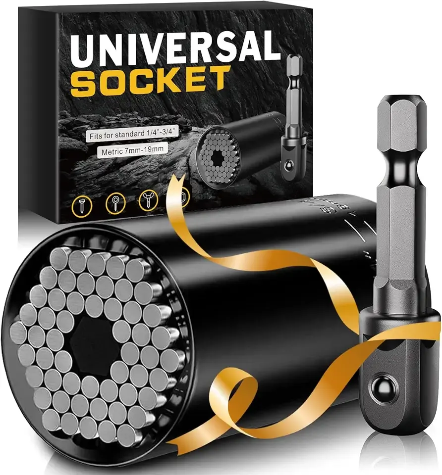 Christmas Stocking Stuffers for Men - Universal Socket Tools Gifts for Men Cool Stuff Ideas Gadgets Birthday Gifts for Dad Him Husband Teen Boys Women Grip Socket Set with Power Drill Adapter (7-19mm)