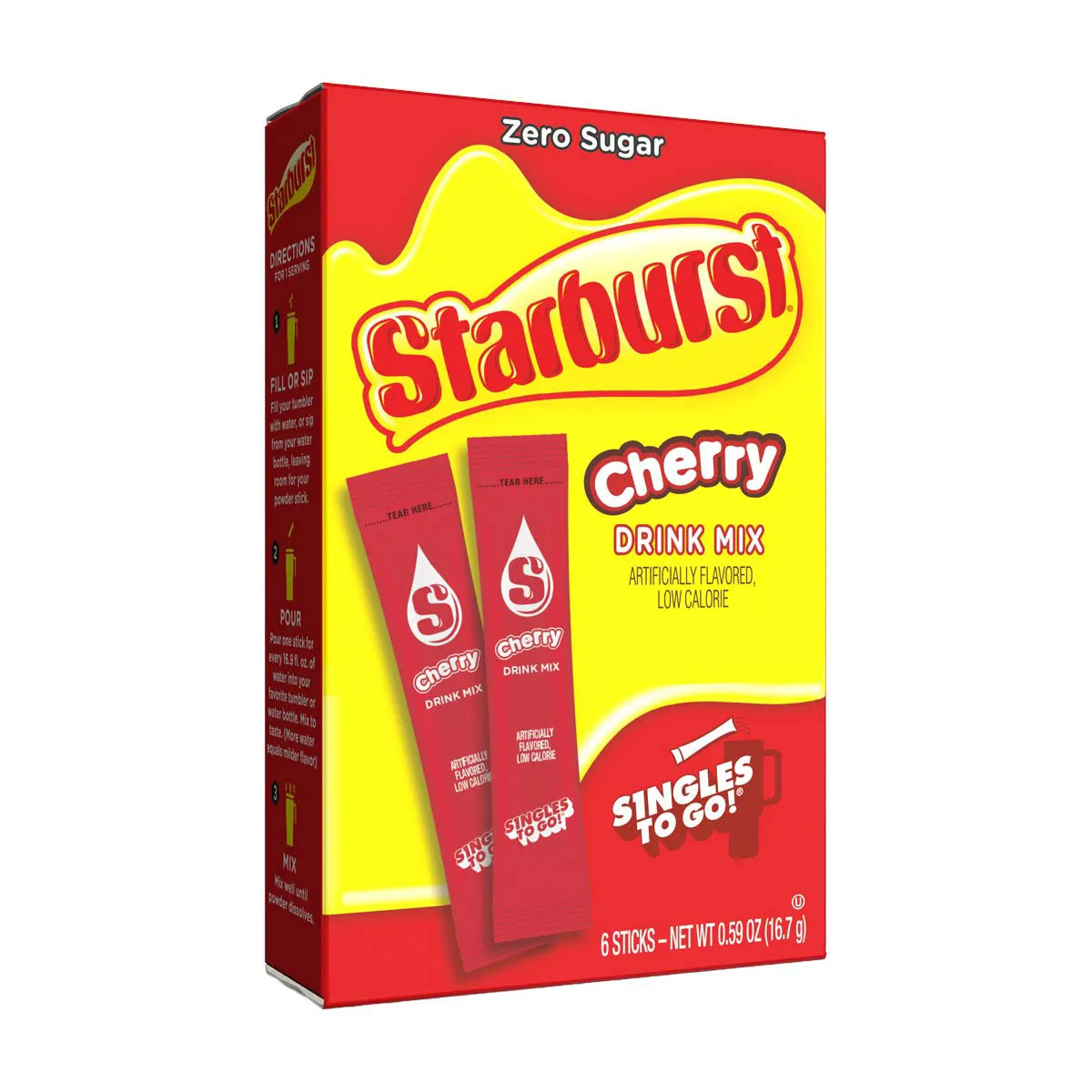 Starburst Drink Sticks, Cherry, 6 ct