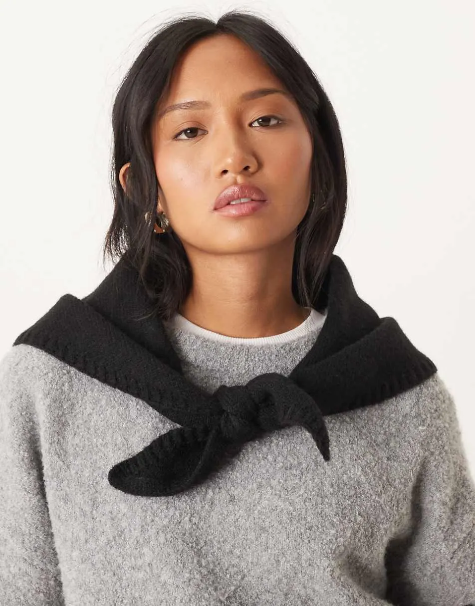 ASOS DESIGN knitted triangle scarf in black