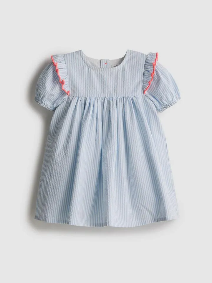 0–18 mois | Robe à smocks en seersucker nouveau-né