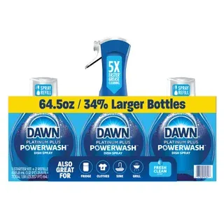 Dawn Platinum Plus Powerwash Dish Soap Spray, Fresh Clean, 1 Starter Kit + 2 Refills