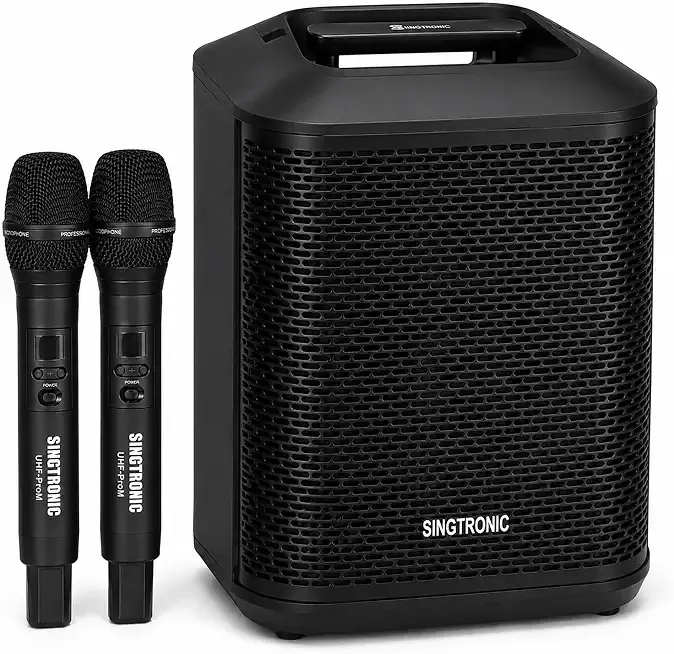 BT-Prom Portable Bluetooth 1000W Speaker with 2 x Microphone | Bluetooth 5.0 Streaming, Rechargeable Battery, Dual Mic Inputs, USB Music Playback, Built-in Karaoke Effects