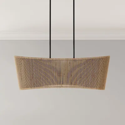 Bradberry 5 -Light Matte Black Farmhouse Linear Large Hanging Kitchen Island Light