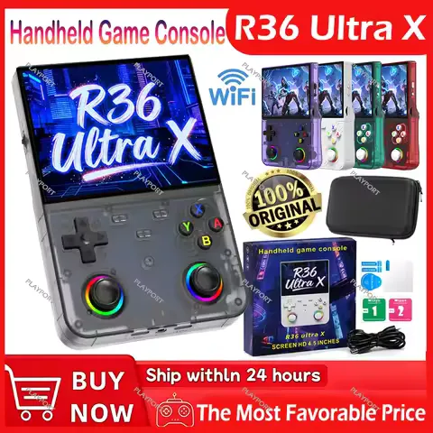 R36 Ultra X Retro Handheld Game Player WiFi Open Source Linux System 4.5" IPS Screen Hall Effect Emulator Wireless Gamepad Gift