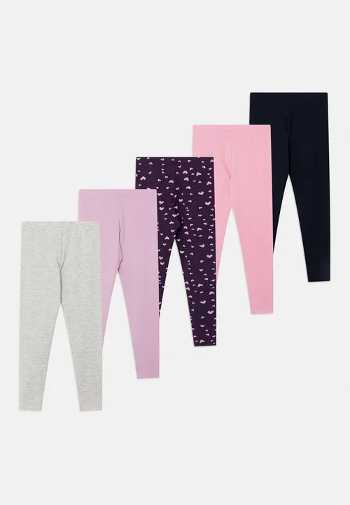 5 PACK - Leggings - dark blue/mottled light grey/light pink