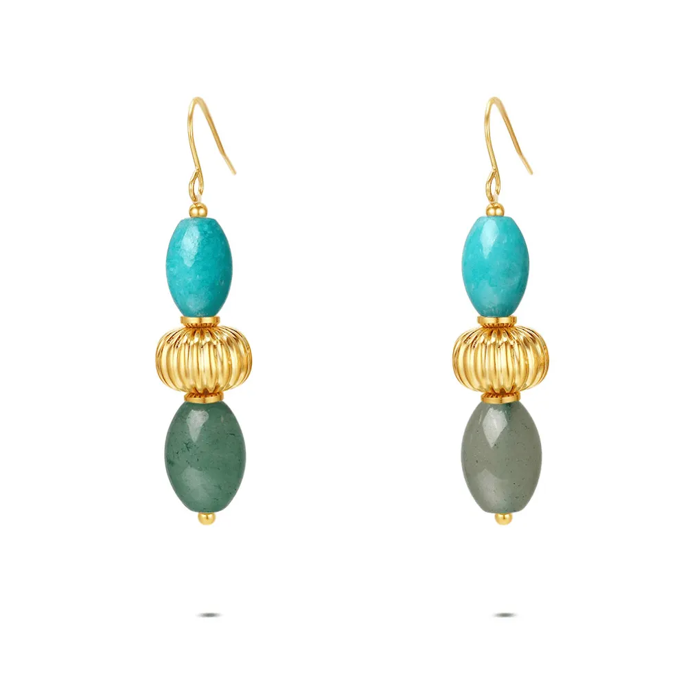 oorbellen in high fashion, turquoise en groen
