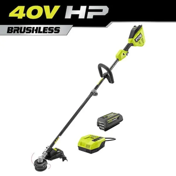 RYOBI 40V HP Brushless 16 in. Cordless Carbon Fiber Shaft Attachment Capable String Trimmer with 4.0 Ah Battery and Charger
