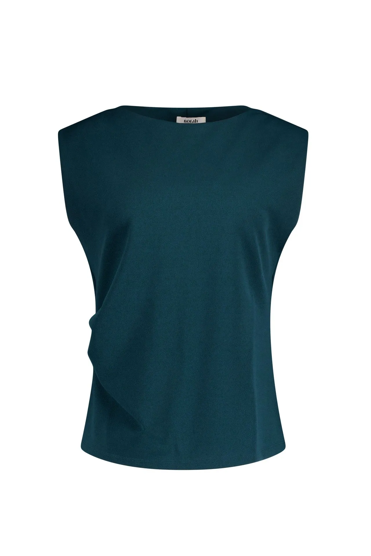 Groenblauwe mouwloze top met plooidetail