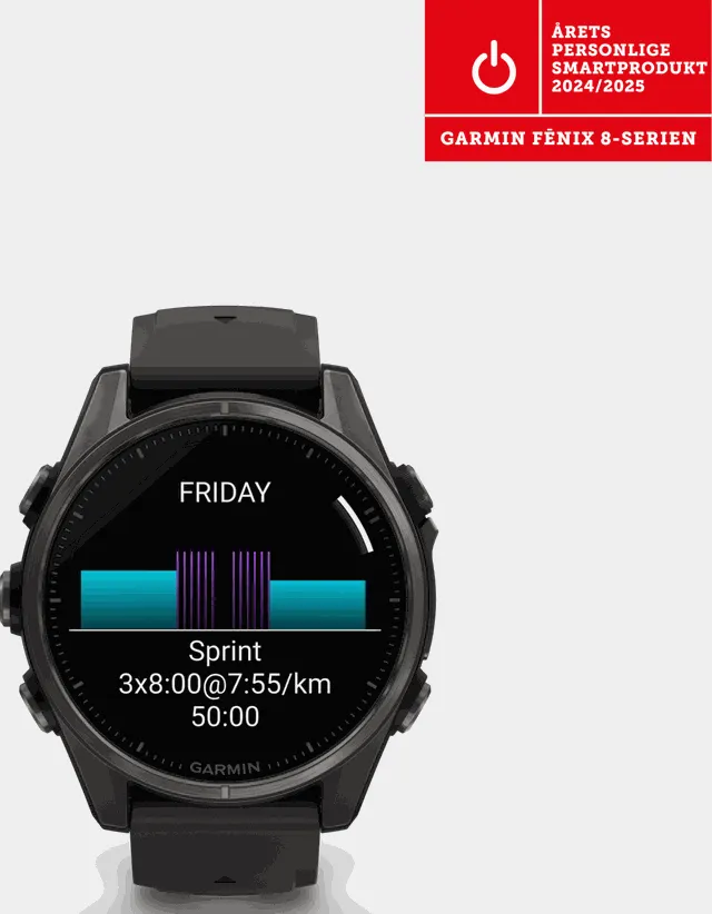 fenix 8 – 43 mm, AMOLED, Sapphire, smartklokke - Svart