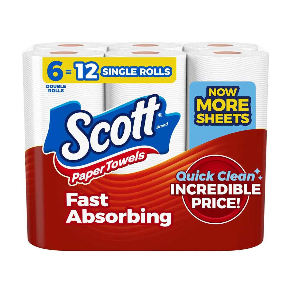 Scott Paper Towels, Choose-A-Sheet, 6 Double Rolls - 108 sheets per roll, 6 ct