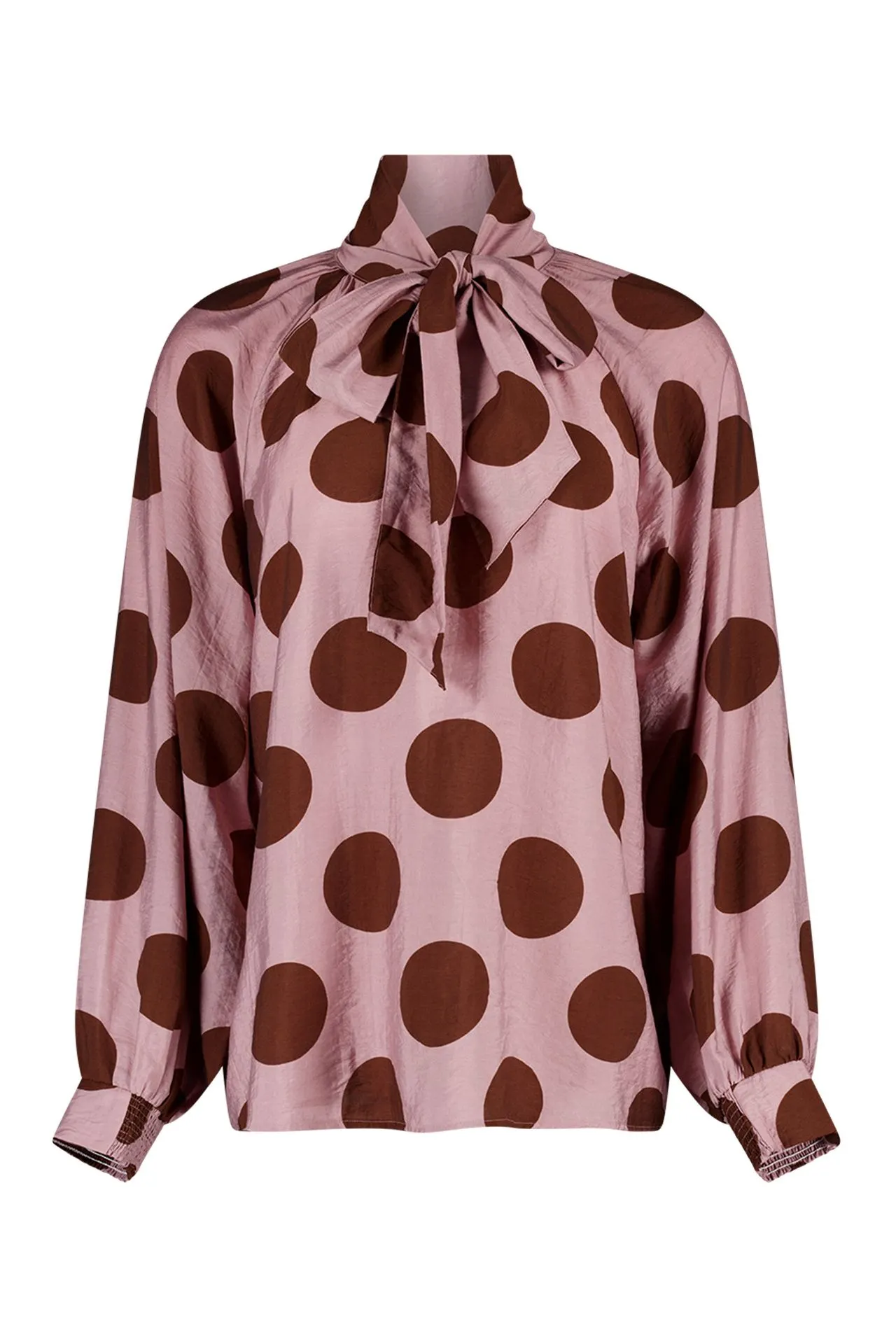 Roze/bruine polkadot blouse
