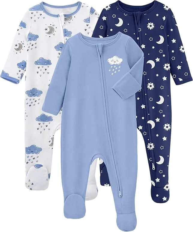 Yoofoss Baby Pajamas 100% Organic Cotton Newborn Sleepers Boy Girl Clothes | Two Way Zipper Footed Pjs for Newborn 0-3 3-6 6-9 12 18 24 M…