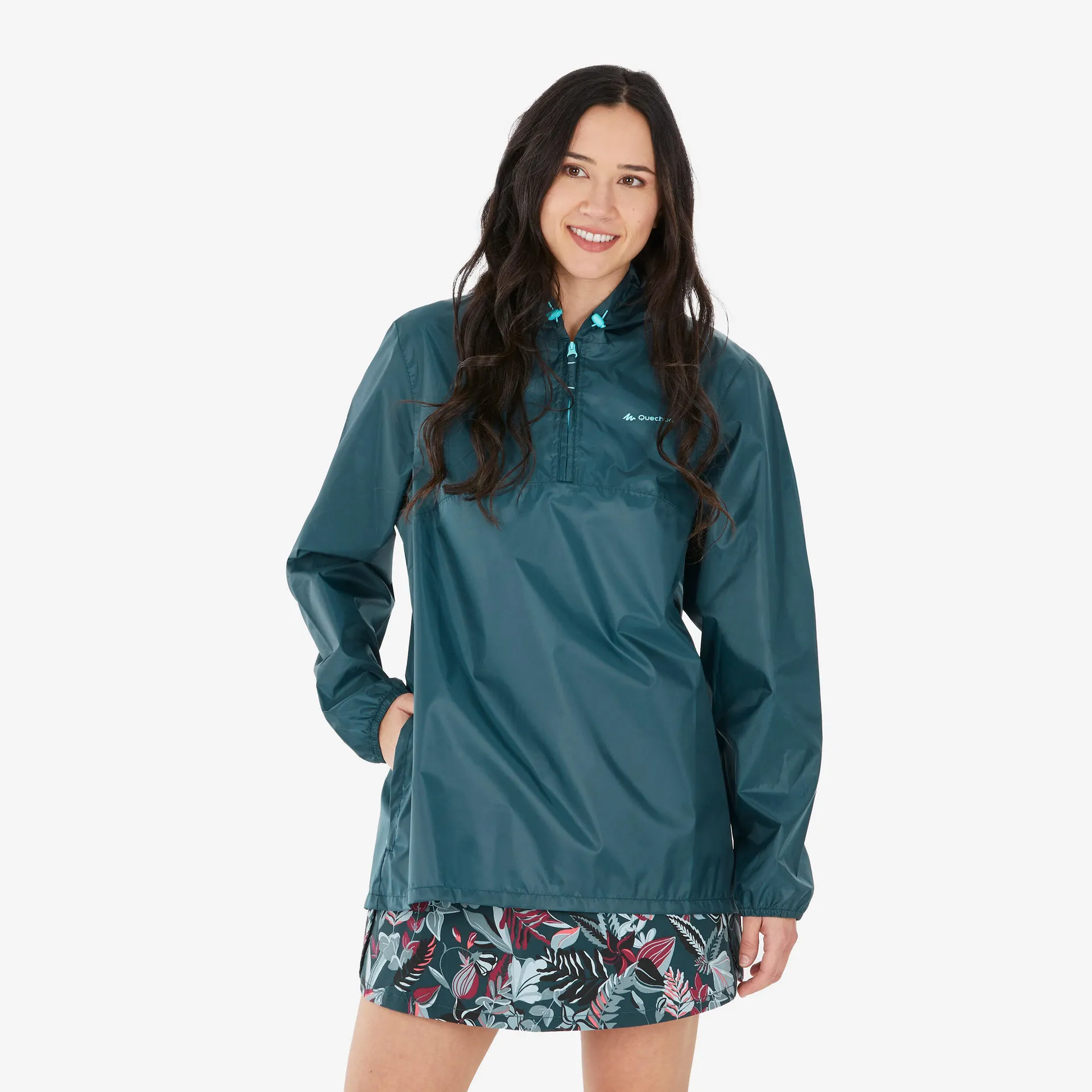 QUECHUA Dámská turistická bunda větruodolná vodoodpudivá Raincut 1/2 Zip