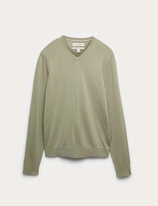 Pure Extra Fine Merino Wool V-Neck Jumper