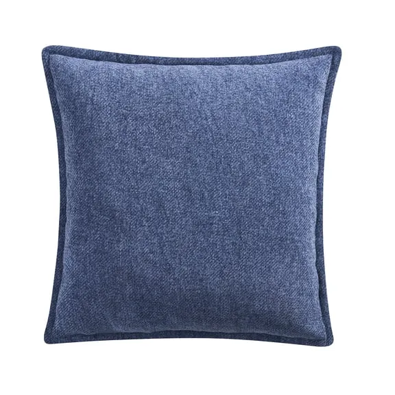 Mainstays 22 in x 22 in Blue Chenille Flange Decorative Throw Pillow