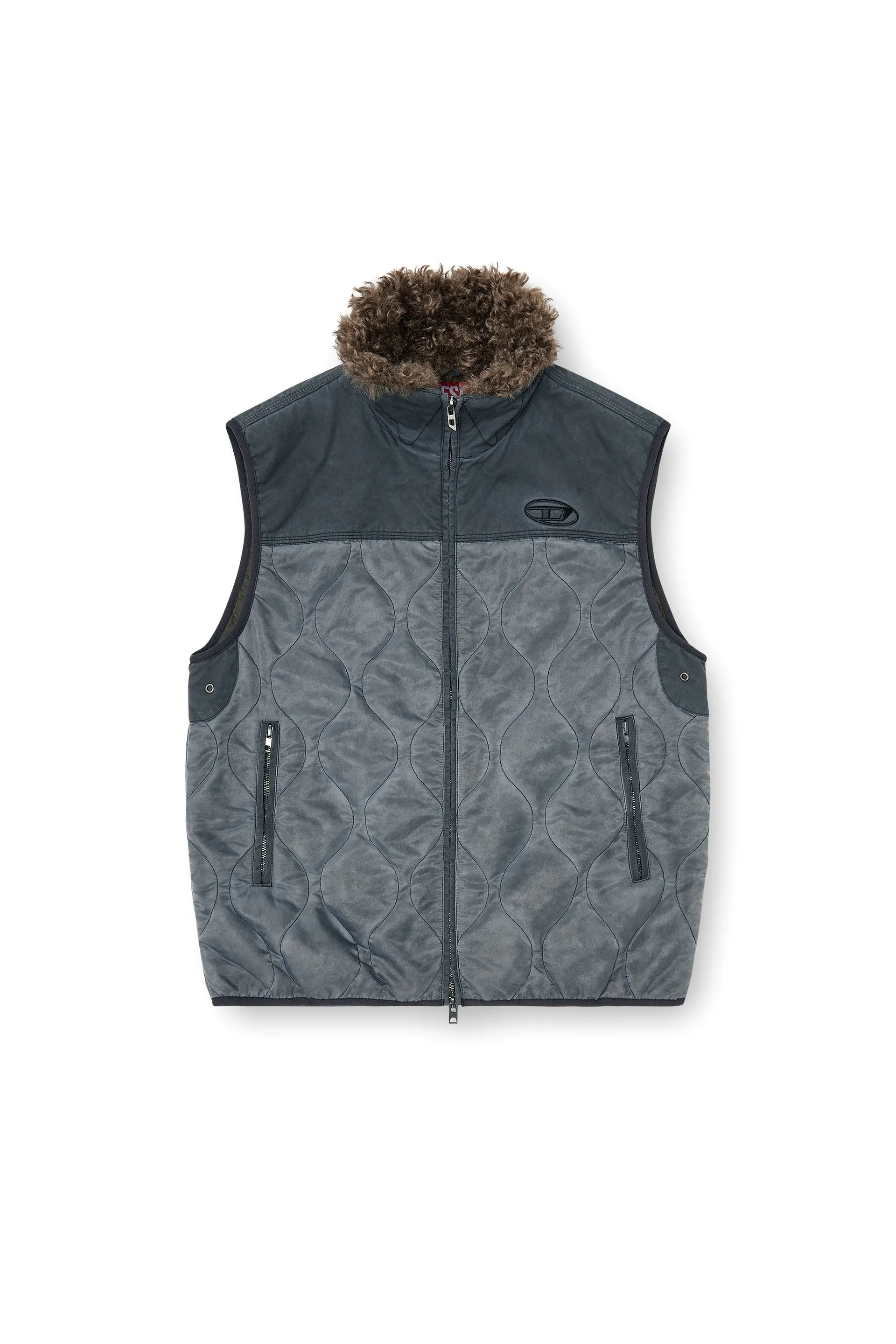 Quilted vest with fluffy neck lining