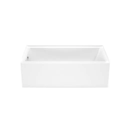 MAAX Bosca 60L x 30W x 20H Acrylic Alcove Bathtub in White with 14-inch Soaking Depth & Above-The-Floor-Rough, Left Drain