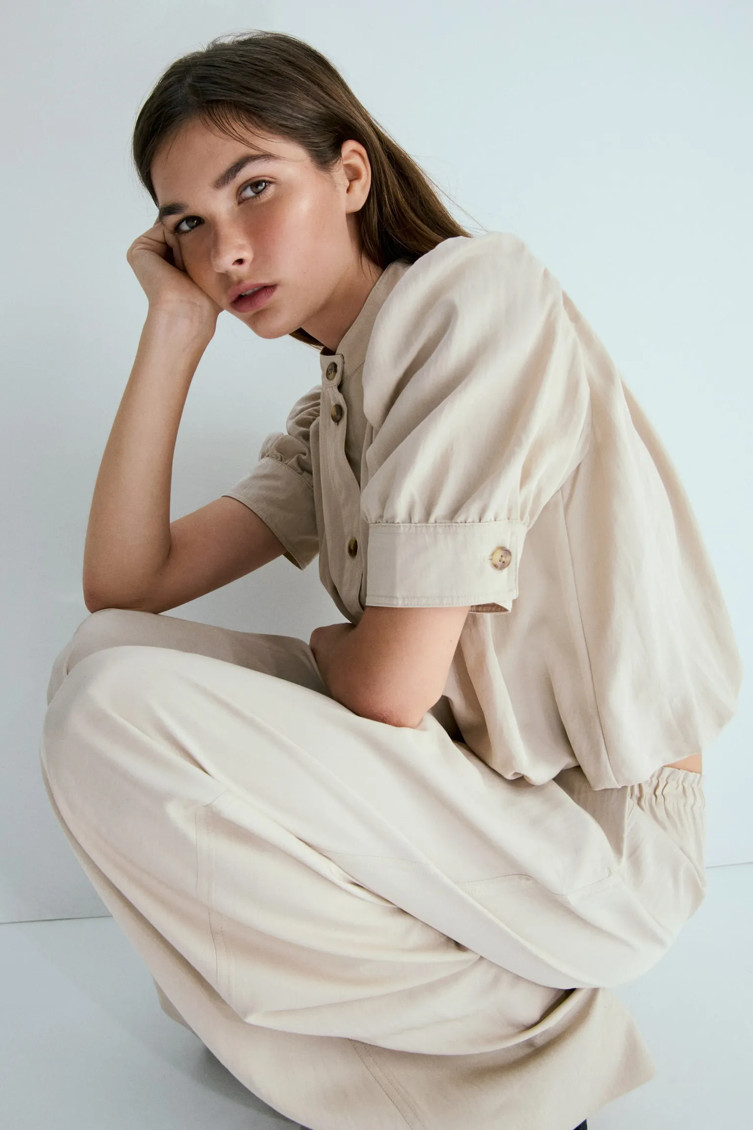 Pantalón sin cierre en sarga