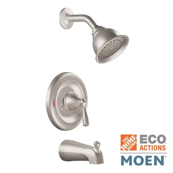 MOEN Banbury Single Handle 1-​Spray Tub and Shower Faucet 1.​75 GPM in Spot Resist Brushed Nickel (Valve Included)​