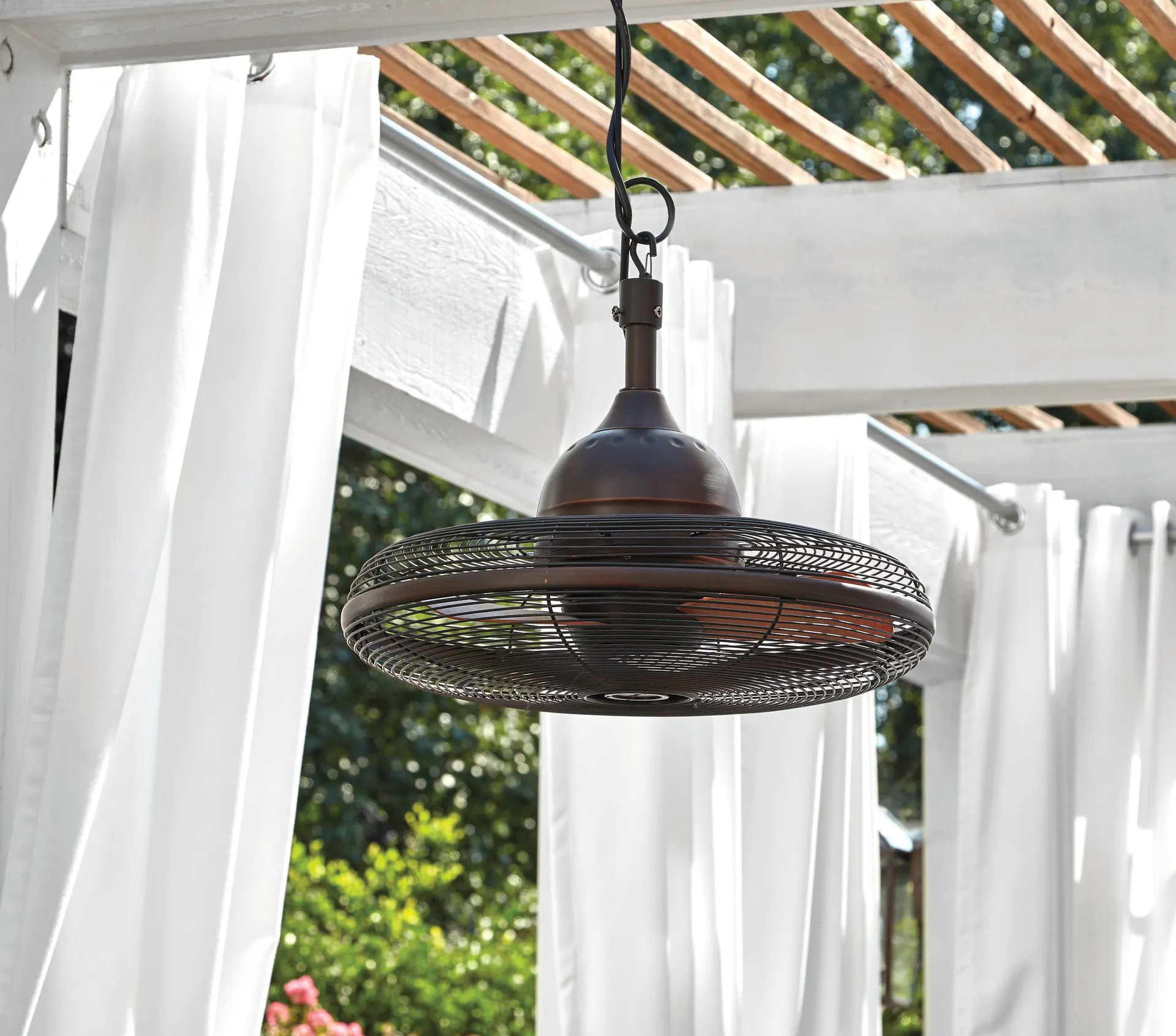 Harbor Breeze Valdosta 20-in Bronze with Cinnamon Blades Uncovered Outdoor Cage Ceiling Fan Without Light 3 -Blade