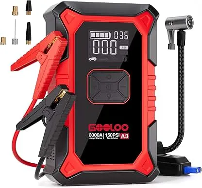 GOOLOO A3 Jump Starter with Air Compressor, 3000A Porta…