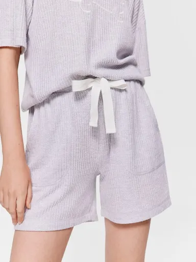 Light Grey Waffle Long Short