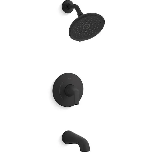 KOHLER Cursiva Single-​Handle 3-​Spray Tub and Shower Faucet 1.​75 GPM in Matte Black (Valve Included)​