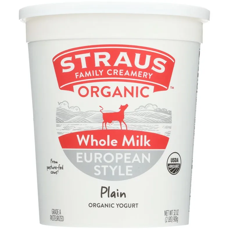 Straus Family Creamery Organic Whole Milk European Style Plain Yogurt
