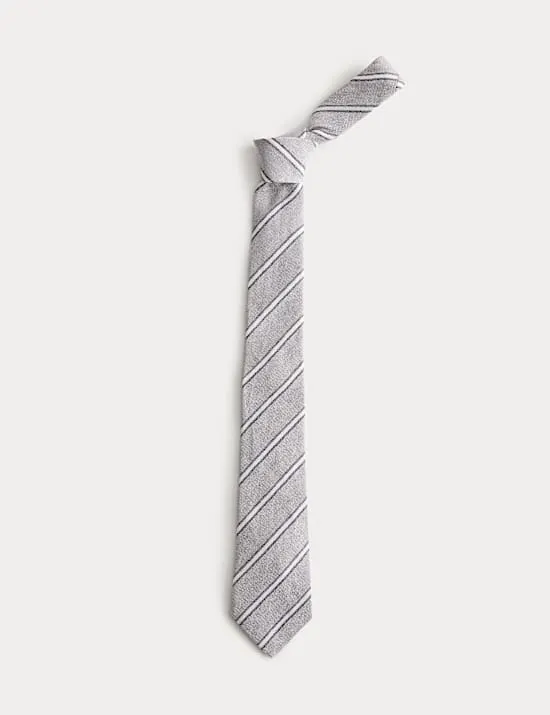 Linen Silk Blend Striped Tie