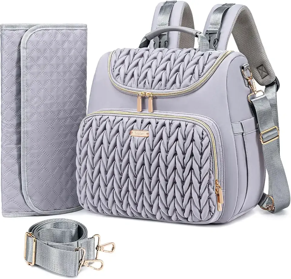 Tealari 4 in 1 Convertible Diaper Bag Backpack,Waterproof Baby Diaper Bag with Changing Pad,Converts into Baby Tote Bag,Diaper Backpack,Stroller Bag and Crossbody Diaper Bag