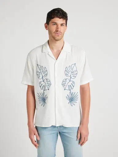 Just Jeans Short Sleeve Resort Embroidery Shirt