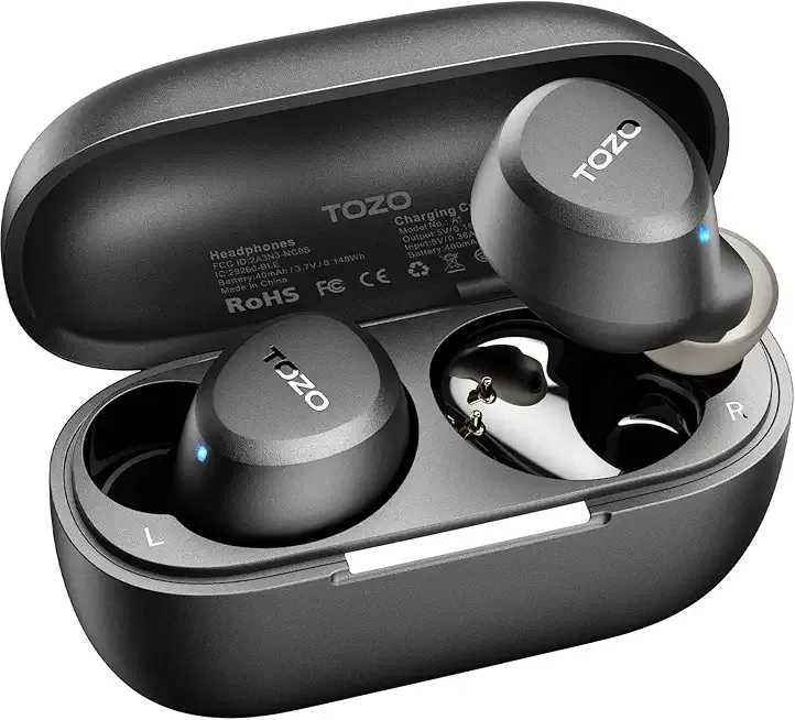 TOZO A1 Wireless Earbuds Bluetooth 5.3 Light Weight in Ear IPX5 Waterproof Headphones 2 Mic for AI Calls, Immersive Premium Sound Bass Headset with Charging Case, 32 Presets EQ Customization via App