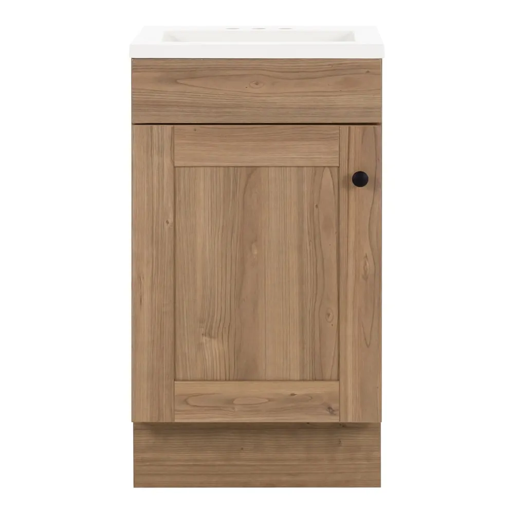 St. Paul Addison 18.25 in. W x 16.63 in. D Bath Vanity in Sand Elm with Cultured Marble Vanity Top in White