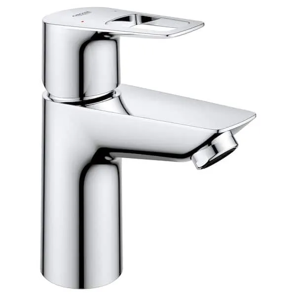 GROHE BauLoop Single-​Handle Single Hole Bathroom Faucet and Less Drain in StarLight Chrome