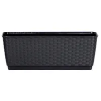2er-Set Pflanzkasten in Rattanoptik, ca. 49 x 17 x 17 cm - Anthrazit