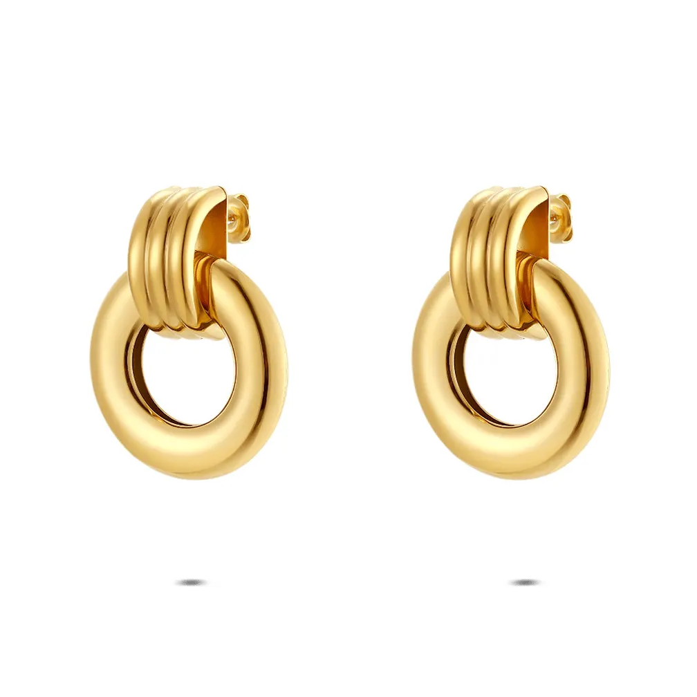 Oorbel in edelstaal, ronde schijf