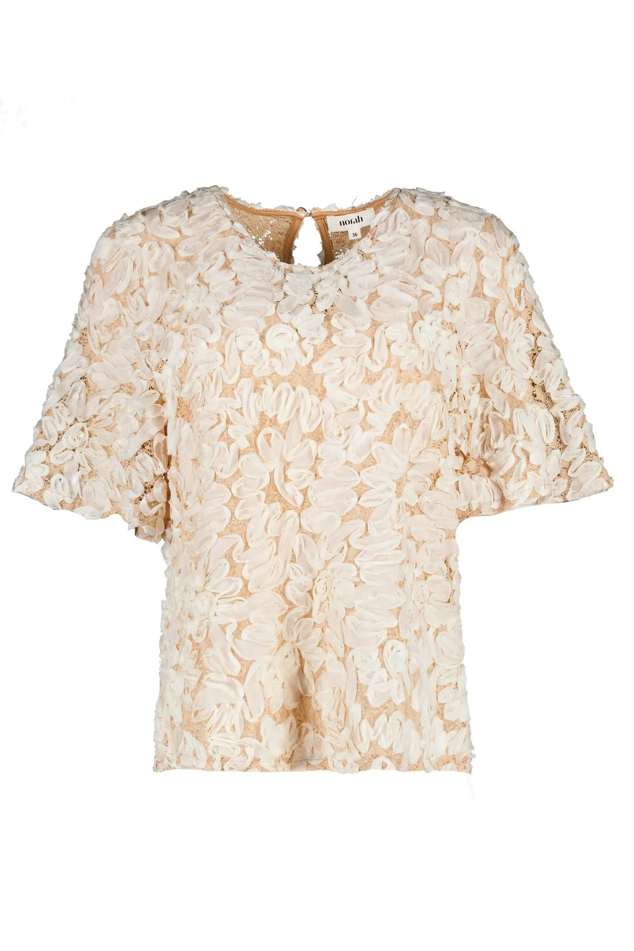 Zalmkleurig shirt met bloemenstructuur