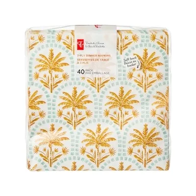 3 Ply Dinner Napkins 40 Pack - Scalloped Palm Tree