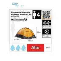 Carpa Para Camping 4 Personas Nylon Rupanco Klimber