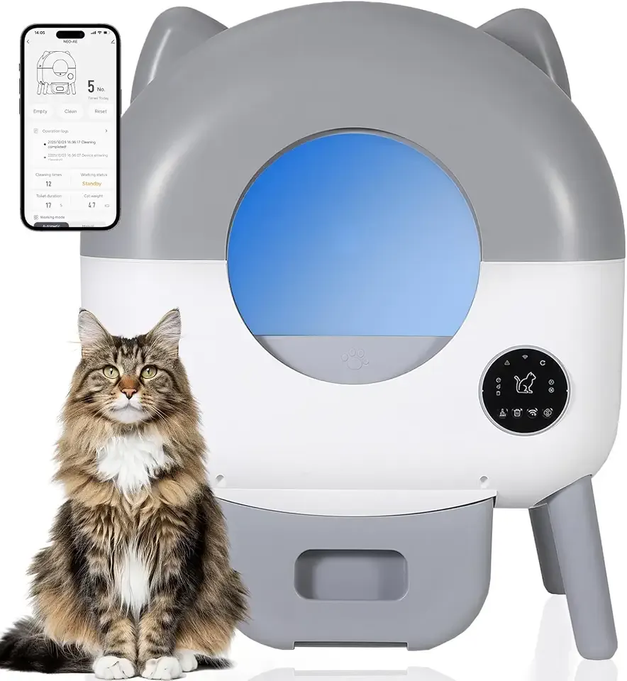 Automatic Self-Cleaning Cat Litter Box 76L Large Capacity for Multiple Cats | App Control, Anti-Pinch Sensors, Quiet Operation, Removable Washable Liner, 1 Waste Bag Included