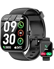 Smart Watch with Alexa Built-in, 1.83" HD Touchscreen Fitness Tracker, Bluetooth Notifications/Calls, IP68 Waterproof, 120+ Sport Modes, 24/7 Heart Rate & Sleep Monitor for iPhone Android iOS (Black)