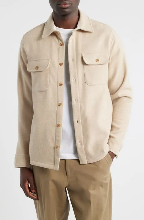 Lomond Wool Blend Melton Button-Up Overshirt