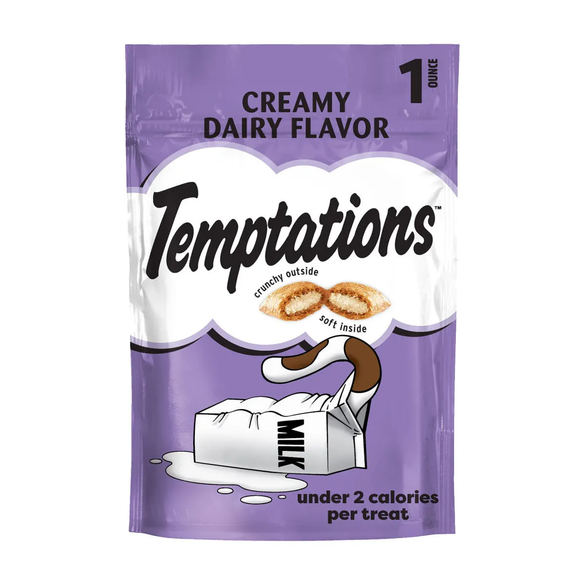 Temptations Classic Crunchy and Soft Cat Treats Creamy Dairy Flavor, 1.0 oz. Pouch