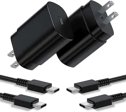 Type C Charger, 2Pack 25W PD USBC Wall Charger Super Fast Charging Block & 6ft Android Phone Cable Cord for Samsung Galaxy S26 S25 S24 S23 S22 S21 S20 (Plus/Ultra)/Note 20 10 9 8/ S10 S9 S8 Galaxy Tab Type C Charger, 2Pack 25W PD USBC Wall…