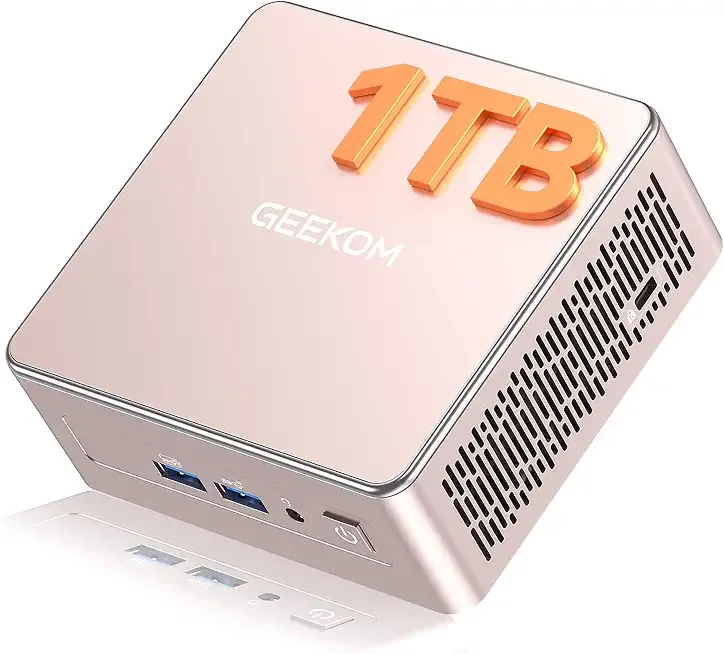 GEEKOM A5 Mini PC, AMD Ryzen 5 7430U, Home Office Desktop Computer | Business Ready, 16GB RAM (Upgradable), 1TB NVMe PCIe 4.0 SSD, Media Server, 8K, SD Card Slot, 6 USB, 3-Year Coverage