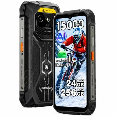 Blackview ROCK 1 PRO 6.56" Militarisches Outdoor handy, 32+256GB, Android 16, 15000mHA, 33W, Face ID, 16MP+13MP+20MP, Helio G81, IP69K/IP68