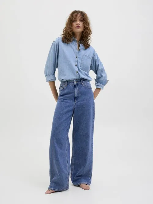 JXTOKYO WIDE FIT - Wide leg - medium blue denim
