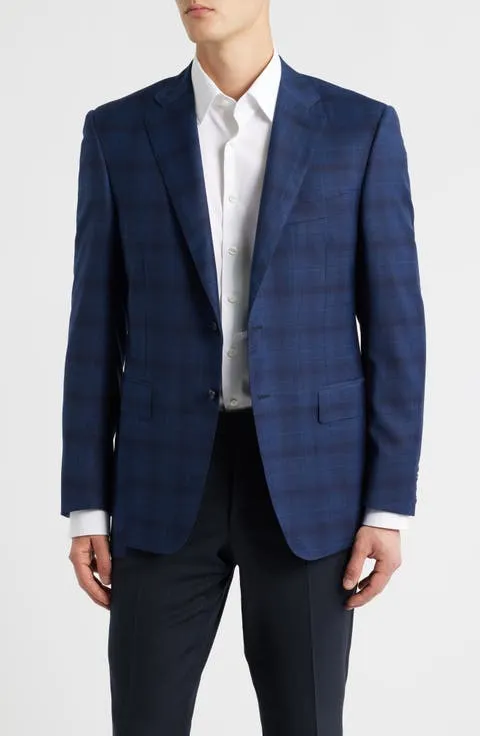 Siena Regular Fit Navy Ombré Check Super 130s Wool Sport Coat