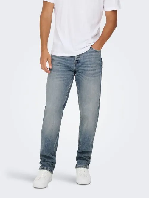 Regular fit ONSEDGE Mid waist Straight - Jeans straight leg - light blue denim