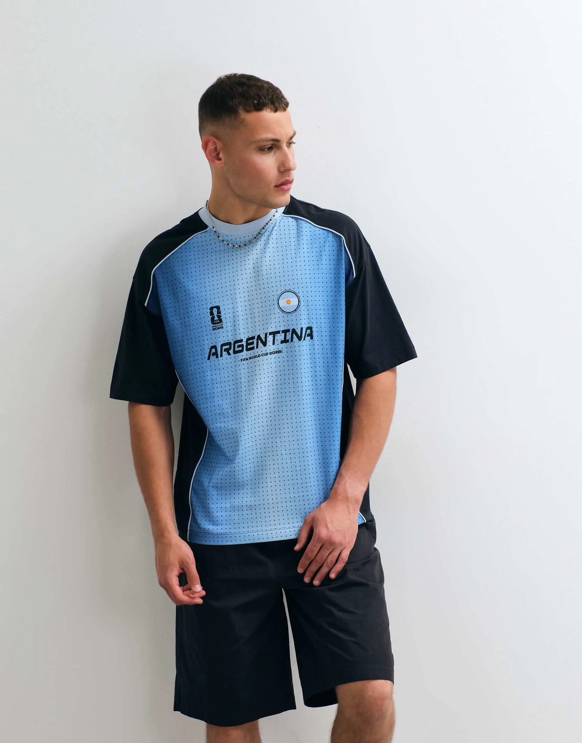 ASOS DESIGN oversized tee with FIFA World cup Argentina print in black